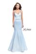 Picture of: Satin Mermaid Prom Dress with Beading and Open Back in Pale Blue, Style: 25711, Main Picture