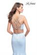 Picture of: Satin Mermaid Prom Dress with Beading and Open Back in Pale Blue, Style: 25711, Back Picture