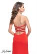 Picture of: Long Strapless Form Fitting Dress with Beaded Straps in Papaya, Style: 26253, Back Picture