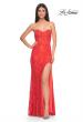 Picture of: Stretch Lace Dress with Bustier Bodice and Illusion Back in Papaya, Style: 32298, Detail Picture 1