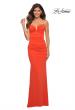 Picture of: Bright Stunning Luxe Jersey Dress with Deep V Neckline in Papaya, Detail Picture 3