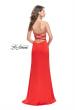 Picture of: Long Strapless Form Fitting Dress with Beaded Straps in Papaya, Style: 26253, Detail Picture 2
