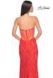 Picture of: Stretch Lace Dress with Bustier Bodice and Illusion Back in Papaya, Style: 32298, Detail Picture 7