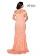 Picture of: Off the Shoulder Lace Plus Dress with Defined Waist in Peach, Style: 28883, Detail Picture 5