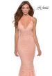 Picture of: Sequin Lace Mermaid Prom Dress with Sheer Bodice in Peach, Style: 28647, Main Picture