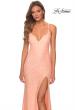 Picture of: Sequin Lace Prom Dress with Plunging Neckline in Peach, Style: 28359, Detail Picture 8