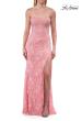 Picture of: Strapless Lace Corset Gown with Slit and Lace-Up Back in Peach, Style: 33768, Detail Picture 10
