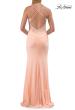Picture of: Lace Bodice Fitted Gown with Slit and Open Crisscross Back in Peach, Style: 33386, Detail Picture 11