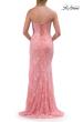 Picture of: Strapless Lace Corset Gown with Slit and Lace-Up Back in Peach, Style: 33768, Detail Picture 11