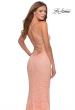 Picture of: Sequin Lace Mermaid Prom Dress with Sheer Bodice in Peach, Style: 28647, Back Picture