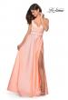 Picture of: A-line Gown with Double Rhinestone Belt Detail in Peach, Style: 28385, Detail Picture 1