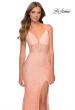 Picture of: Floor Length Lace Prom Dress with Sheer Bodice in Peach, Style: 28591, Detail Picture 2