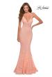 Picture of: Sequin Lace Mermaid Prom Dress with Sheer Bodice in Peach, Style: 28647, Detail Picture 3