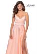 Picture of: A-line Gown with Double Rhinestone Belt Detail in Peach, Style: 28385, Detail Picture 4