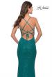Picture of: Simple Line Sequin Dress with Lace Up Back in Peacock, Style: 31362, Detail Picture 4