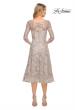 Picture of: Tea Length Dress with Full Skirt in Lace in Silver, Style: 30004, Back Picture