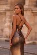 Picture of: Fitted Metallic Jersey Prom Dress with Corset Style Top in Penny , Style 32877, Detail Picture 2
