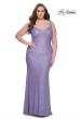 Picture of: Fitted Stretch Sequin Plus Size Dress with V Neck in Periwinkle, Style: 31163, Detail Picture 5