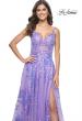 Picture of: Sequin Lace Print Tulle A-Line Prom Dress with Illusion Bodice in Periwinkle, Style: 32223, Main Picture