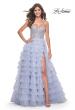 Picture of: Neon Tiered Ruffle Tulle Prom Dress with Rhinestone Embellished Bodice in Periwinkle, Style: 32335, Detail Picture 8
