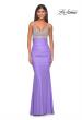 Picture of: Neon Ruched Jersey Dress with Rhinestone Mesh Draped Top in Periwinkle, Style: 32320, Detail Picture 9