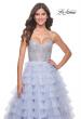 Picture of: Neon Tiered Ruffle Tulle Prom Dress with Rhinestone Embellished Bodice in Periwinkle, Style: 32335, Detail Picture 9