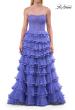 Picture of: Strapless Tiered Ruffle Tulle Gown with Slit in Periwinkle, Style: 33727, Detail Picture 9