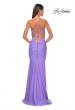 Picture of: Neon Ruched Jersey Dress with Rhinestone Mesh Draped Top in Periwinkle, Style: 32320, Detail Picture 10