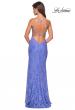 Picture of: Form Fitting Lace Dress with V Neckline and Slit in Periwinkle, Style: 27614, Back Picture