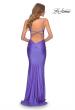 Picture of: Long Ruched Jersey Prom Dress with Thin Straps in Periwinkle, Style: 28398, Back Picture