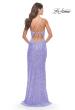 Picture of: Sequin Dress with Stunning Fringe Beaded Slit in Pastels in Periwinkle, Style: 31444, Back Picture