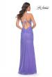 Picture of: Rhinestone Net Prom Dress with High Slit and Bustier Top in Purple, Style: 32328, Back Picture