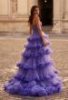 Picture of: Prom Dress with Fabulous Tiered Ruffle Skirt and Strapless Top in Periwinkle , Style 32721, Back Picture