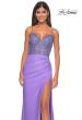 Picture of: Fitted Jersey Gown with Pretty Beaded Rhinestone Illusion Bodice in Periwinkle, Style: 32089, Detail Picture 1