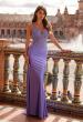Picture of: Rhinestone Lace Illusion Gown with Low Back in Periwinkle, Style: 33731, Detail Picture 2