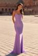 Picture of: Rhinestone Jersey Gown with Open Lace-Up Back in Periwinkle, Style: 33863, Detail Picture 2