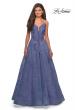 Picture of: Lace Detail Long A Line Prom Dress with Open Back in Periwinkle, Style: 27030, Detail Picture 4