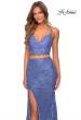 Picture of: Two Piece Lace Dress with Sheer Top and Rhinestones in Periwinkle, Style: 28590, Detail Picture 4