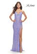 Picture of: Sequin Dress with Stunning Fringe Beaded Slit in Pastels in Periwinkle, Style: 31444, Detail Picture 4
