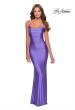 Picture of: Long Ruched Jersey Prom Dress with Thin Straps in Periwinkle, Style: 28398, Detail Picture 5