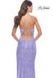 Picture of: Sequin Dress with Stunning Fringe Beaded Slit in Pastels in Periwinkle, Style: 31444, Detail Picture 5