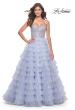Picture of: Neon Tiered Ruffle Tulle Prom Dress with Rhinestone Embellished Bodice in Periwinkle, Style: 32335, Detail Picture 6