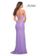 Picture of: Long Pastel Dress with Flattering Ruching and Slit in Periwinkle, Detail Picture 7