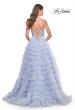 Picture of: Neon Tiered Ruffle Tulle Prom Dress with Rhinestone Embellished Bodice in Periwinkle, Style: 32335, Detail Picture 7