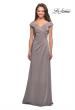 Picture of: Satin Floor Length Gown with Ruched Detailing in Pewter, Style: 26523, Detail Picture 4