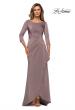 Picture of: Three Quarter Sleeve Jersey Dress with Ruching in Pewter, Style: 28197, Detail Picture 3
