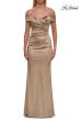 Picture of: Off the Shoulder Stretch Satin Evening Dress in Pewter, Style: 31621, Detail Picture 5