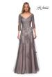 Picture of: A Line Gown with Sheer Three-Quarter Sleeves in Pink Gray, Main Picture