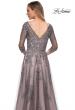 Picture of: A Line Gown with Sheer Three-Quarter Sleeves in Pink Gray, Detail Picture 2