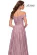 Picture of: Metallic Chiffon Gown with Off the Shoulder Top in Pink Metallic, Style 29172, Detail Picture 2